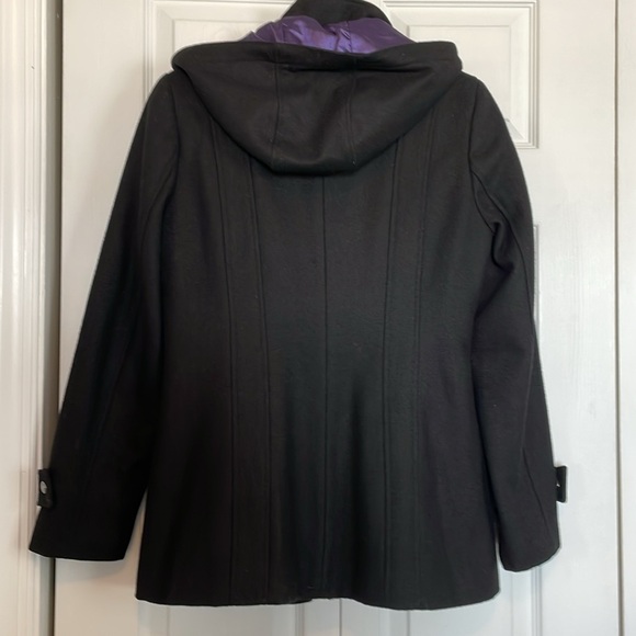 Women’s Calvin Klein Sz Small wool winter coat Removable hood zip & snap lined - Picture 10 of 11